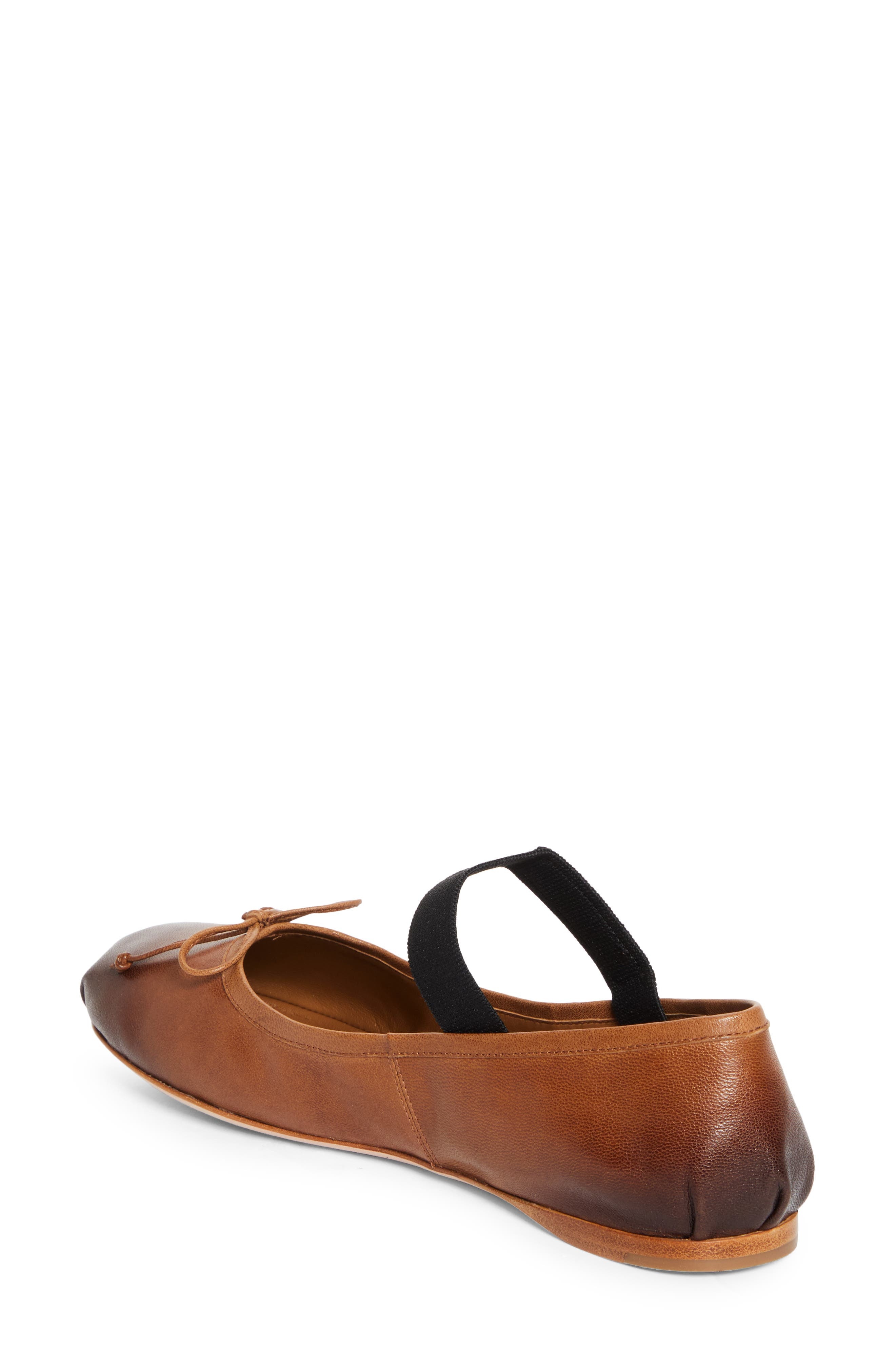 Miu Miu Ballerina Logo Band Flat in Caramel at Nordstrom - 2