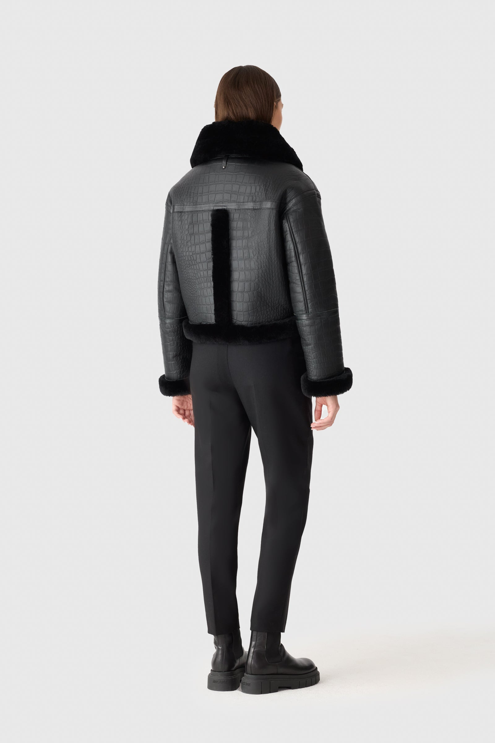 MAXOU Croc Embossed Oversized Shearling Jacket - 5