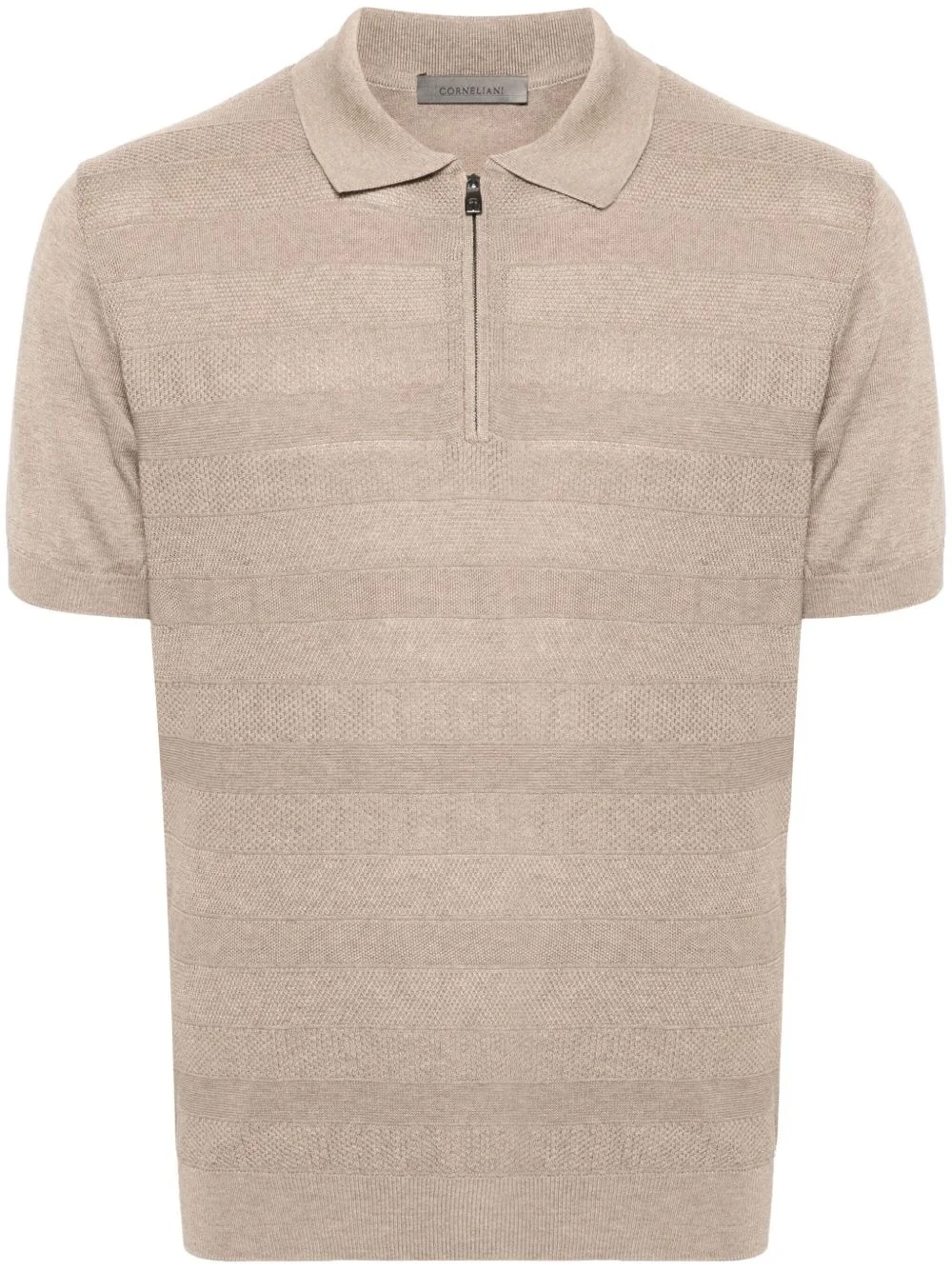 ribbed-knit polo shirt - 1