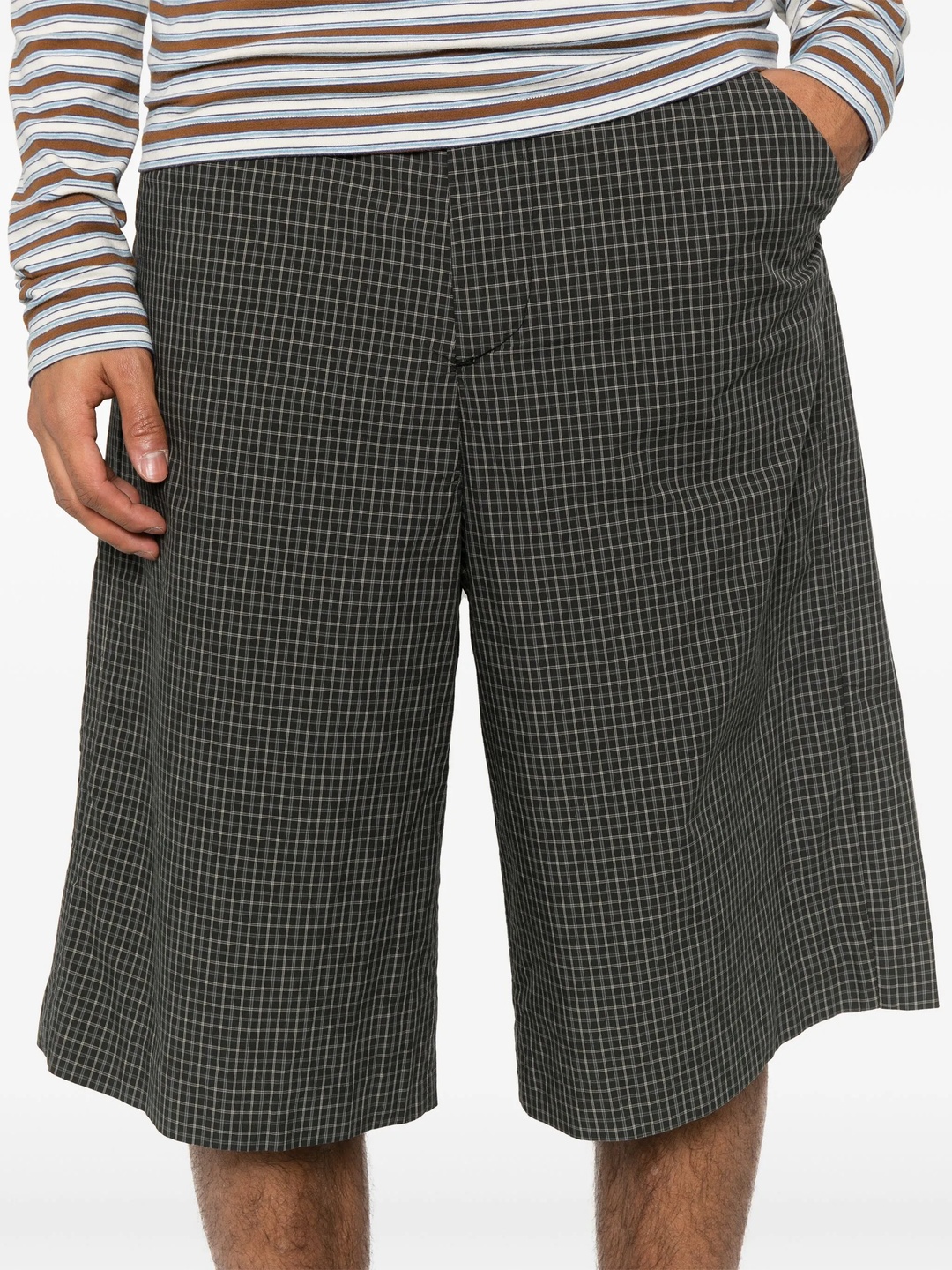Unisex Tailored Mini Plaid Shorts - 5