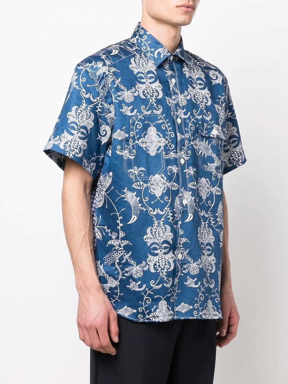 panelled short-sleeve shirt - 3