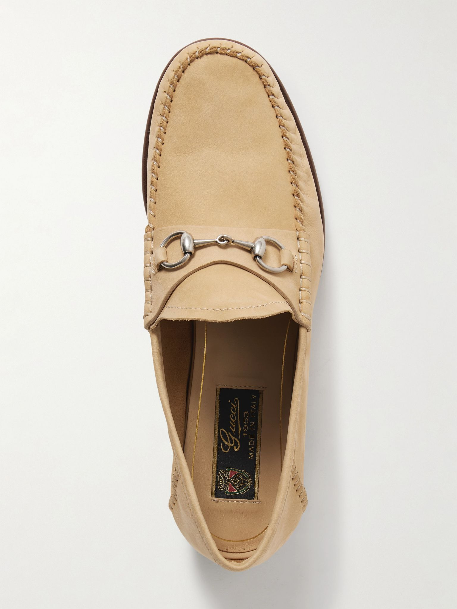 Gigi horsebit-detailed suede loafers Beige - 5