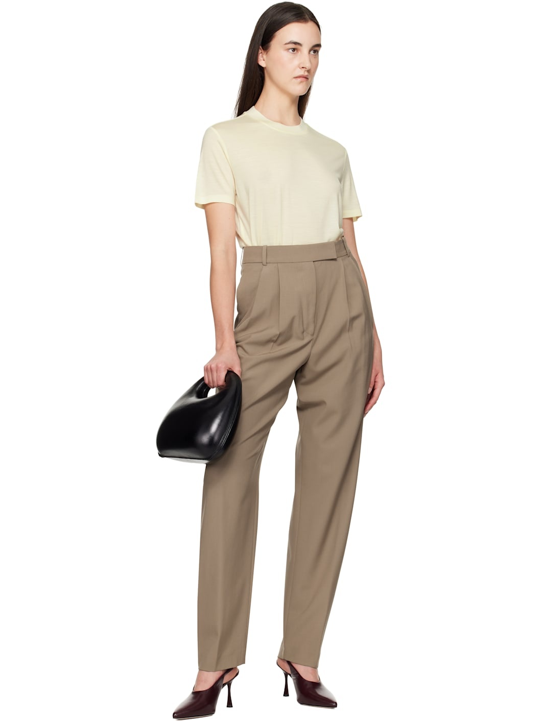 Taupe Round-Leg Tailored Trousers - 4