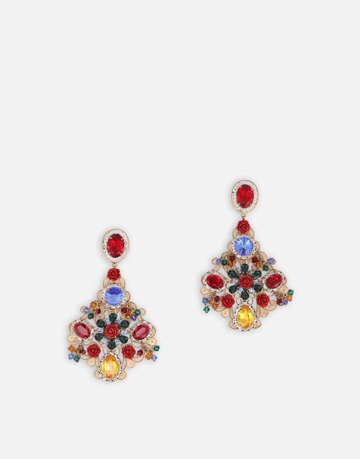 Drop earrings with rhinestone accents - 1