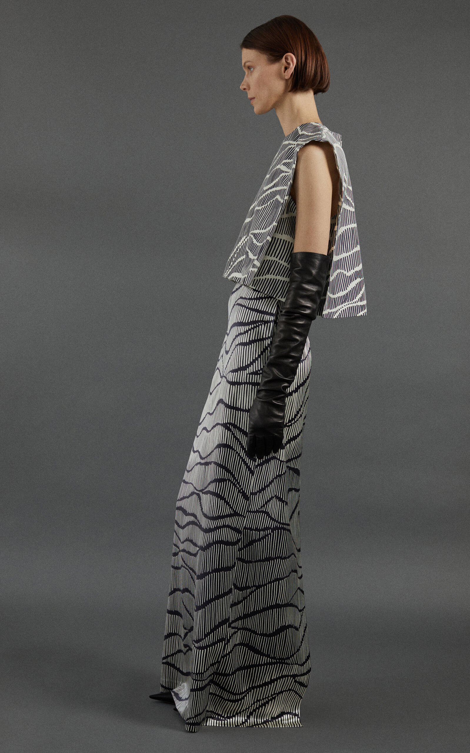 Milagros Printed Silk top black/white - 4