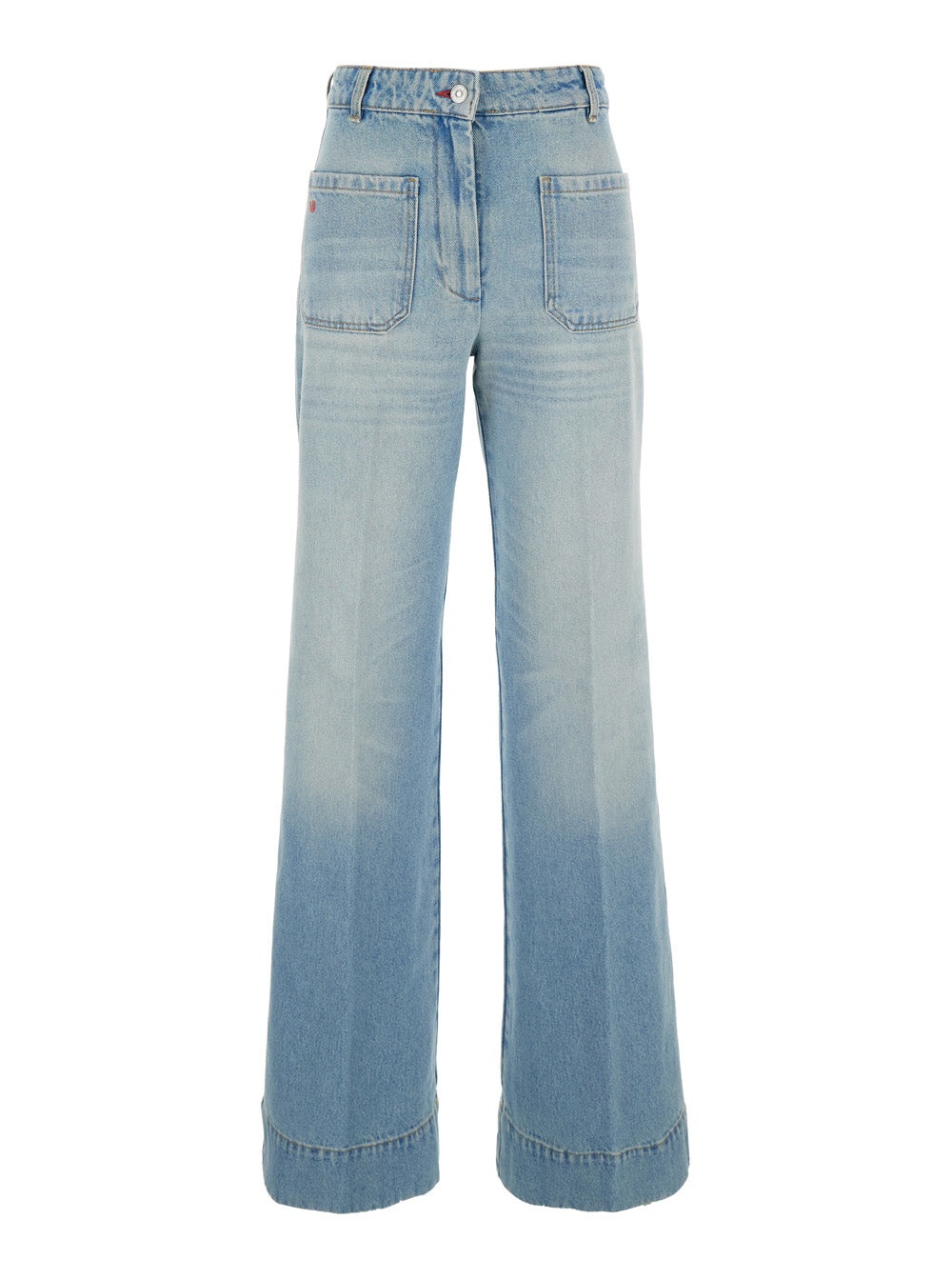 Victoria Beckham Women 'Alina' Blue Jeans With Pockets And Logo Applied On The Front In Denim Woman - 1