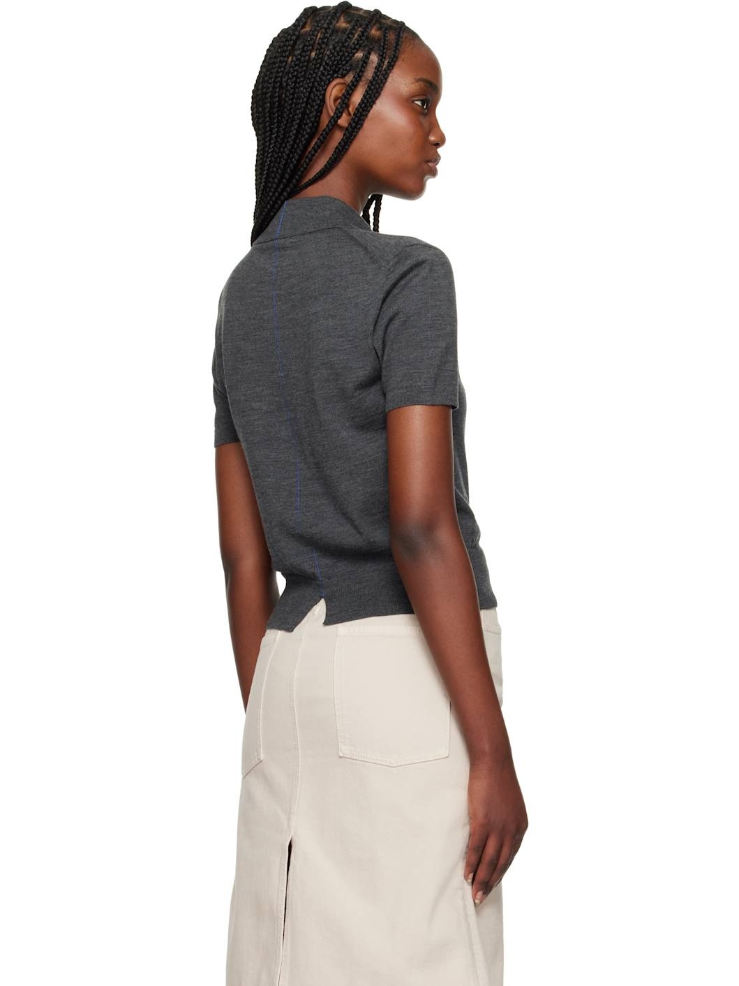 Gray Wool Polo - 3