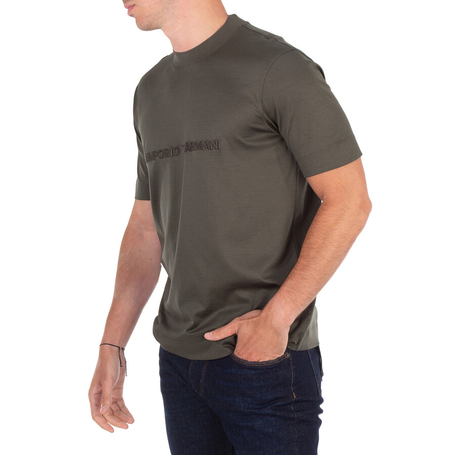 Emporio Armani Logo Embroidered Lyocell-Blend T-Shirt - 2
