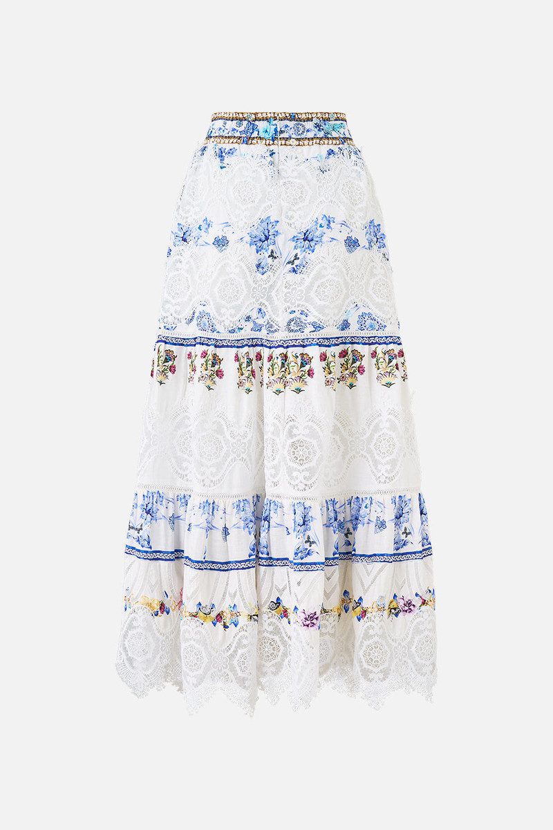CAMILLA HIGH WAISTED TIERED MIDI SKIRT outlook