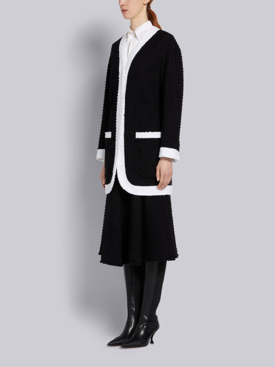 Thom Browne Black Solid Eyelash Yarn Tweed Dropped Shoulder Menswear Fit Cardigan Jacket outlook