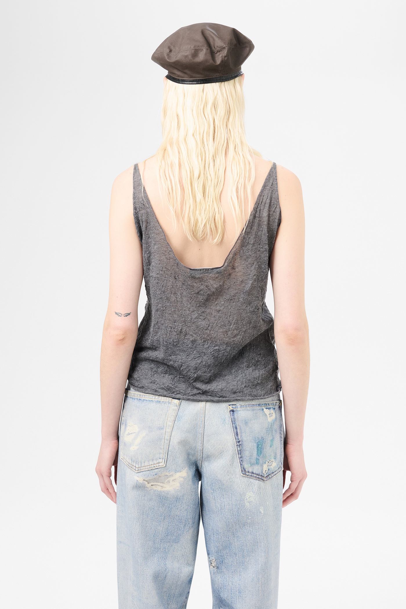Bathe Tank Anthracite Crinkle Gauze - 4