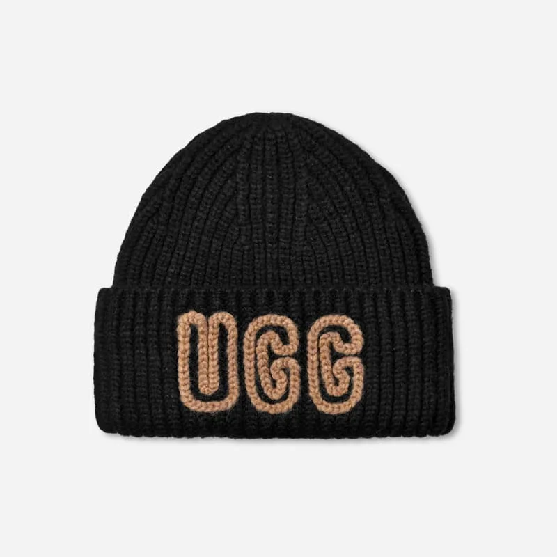 ® Women's Chunky Crafted Rib Beanie Acrylic Blend in Black - 1