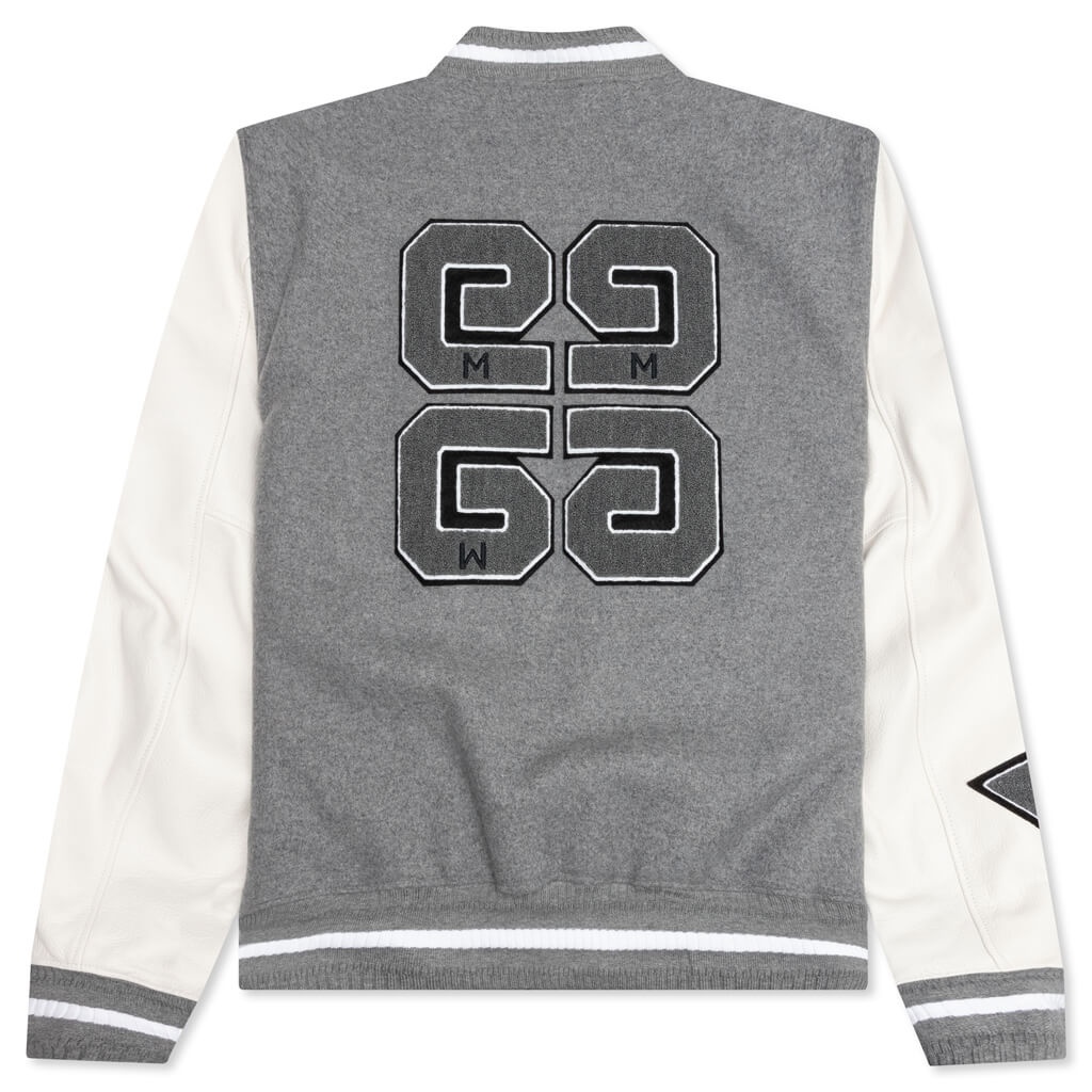 VARSITY BOMBER JACKET W/ PATCHES - GREY/WHITE - 2