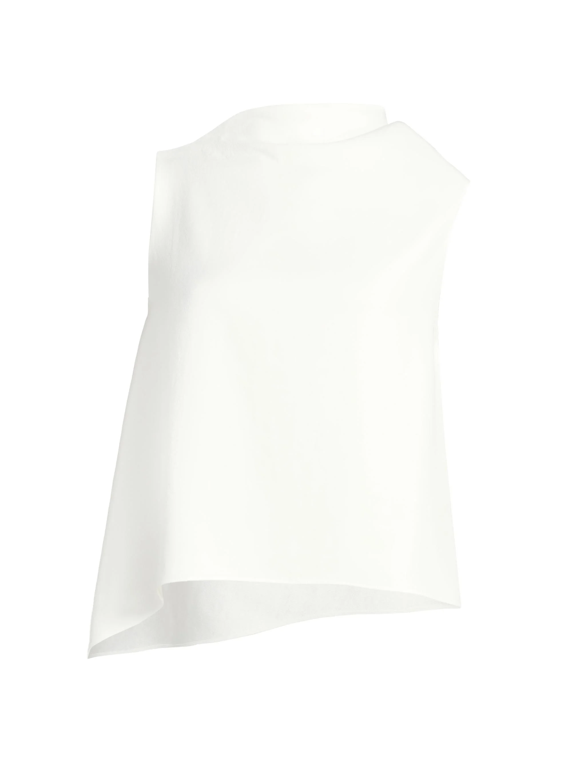 Women's Draped Asymmetric A-Line Top - Off White - 1