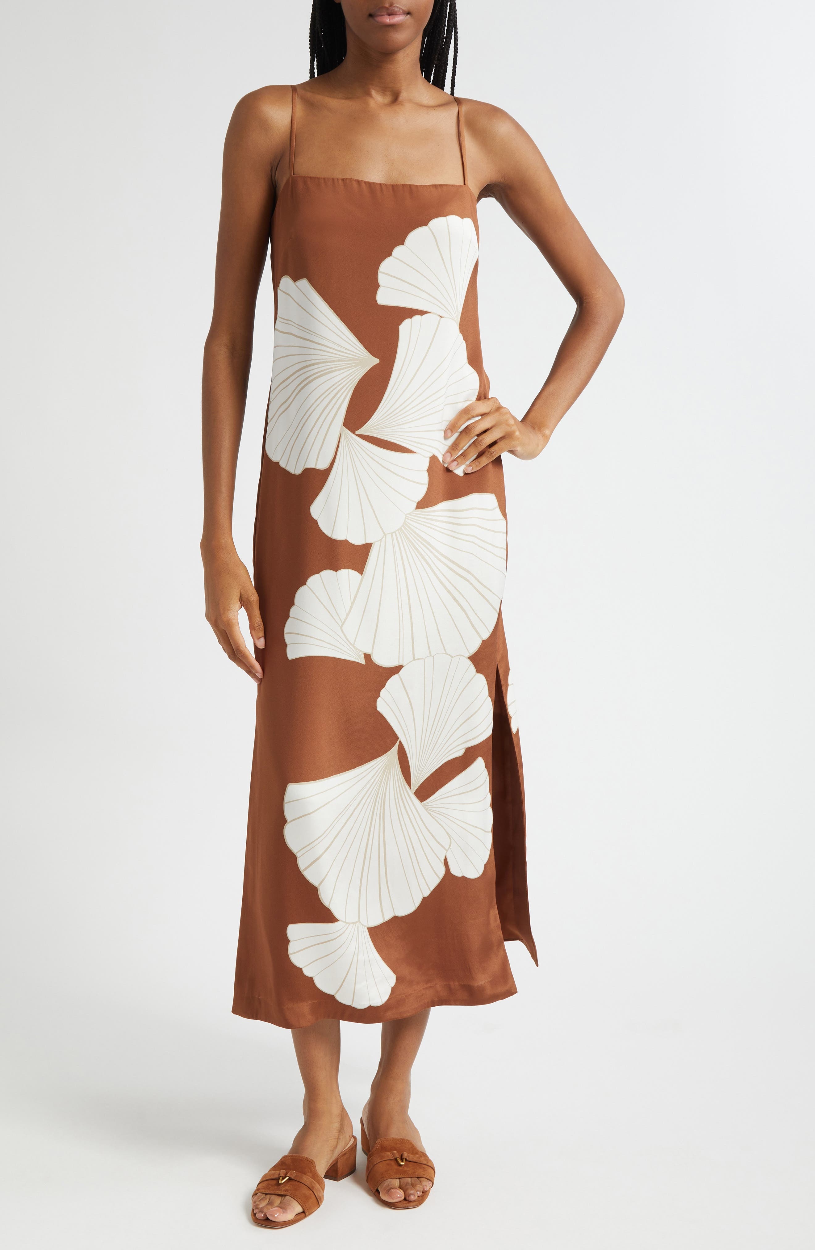 Veronica Beard Petra Print Silk Blend Satin Slipdress in Whisky Multi at Nordstrom - 1