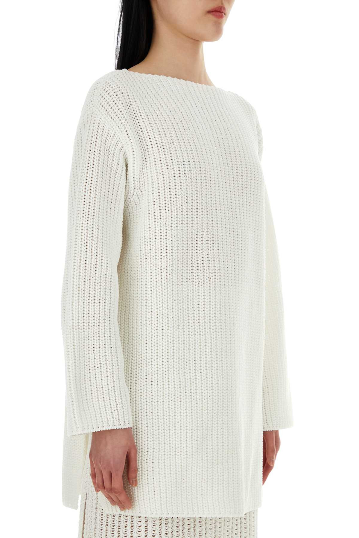 Salvatore Ferragamo Women White Cotton Oversize Sweater - 3