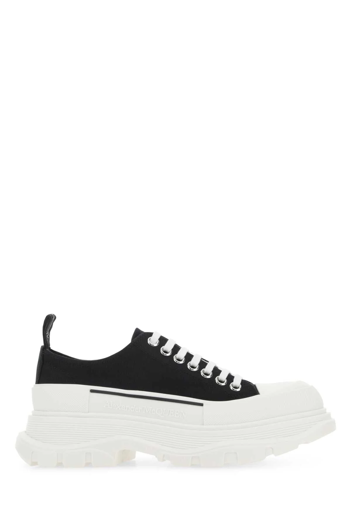 Alexander Mcqueen Women Black Canvas Tread Slick Sneakers - 1