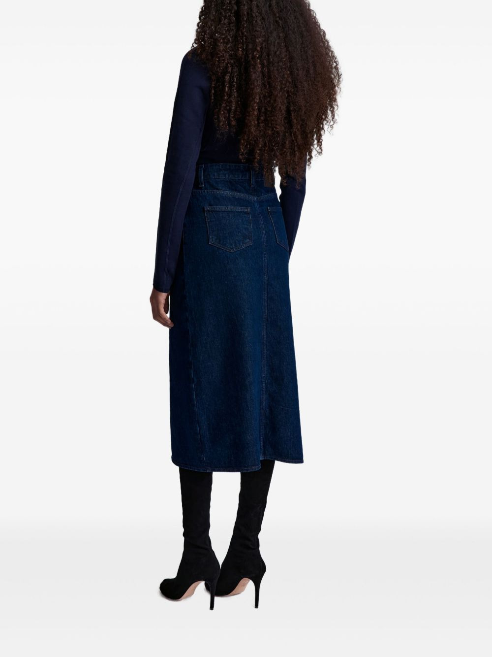 Ille front-slit denim midi skirt - 4