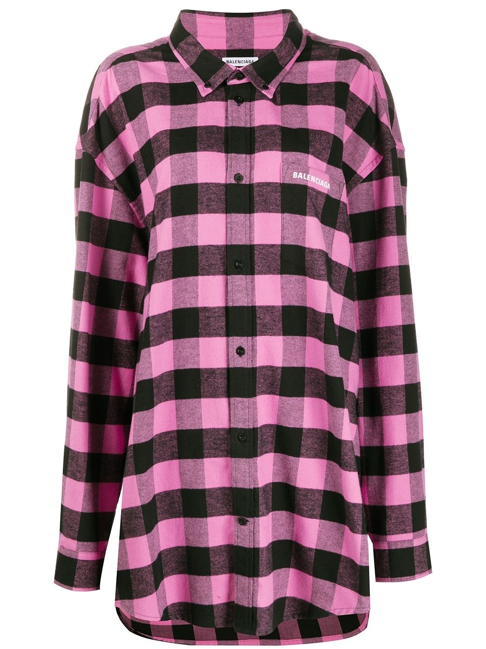 check-print oversized shirt - 1