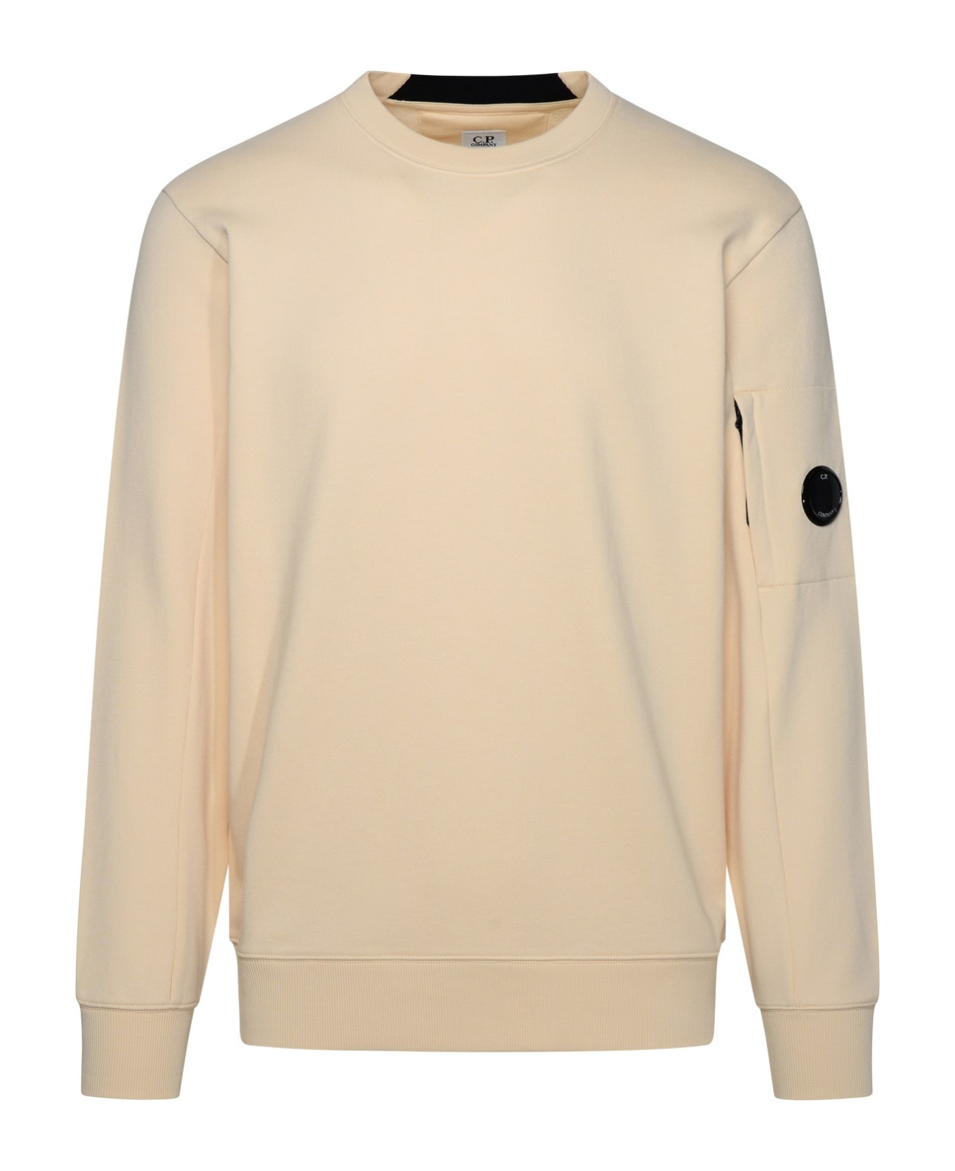 'diagonal Raised Fleece' Beige Cotton Sweatshirt - 1