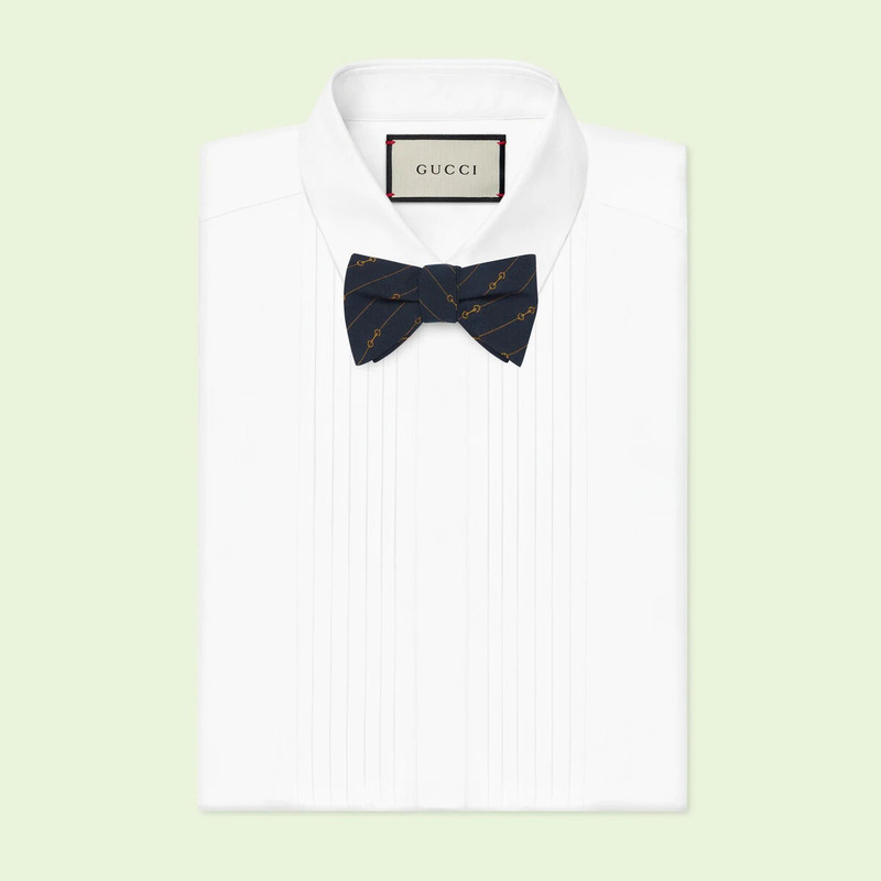 GUCCI Horsebit striped wool bow tie outlook