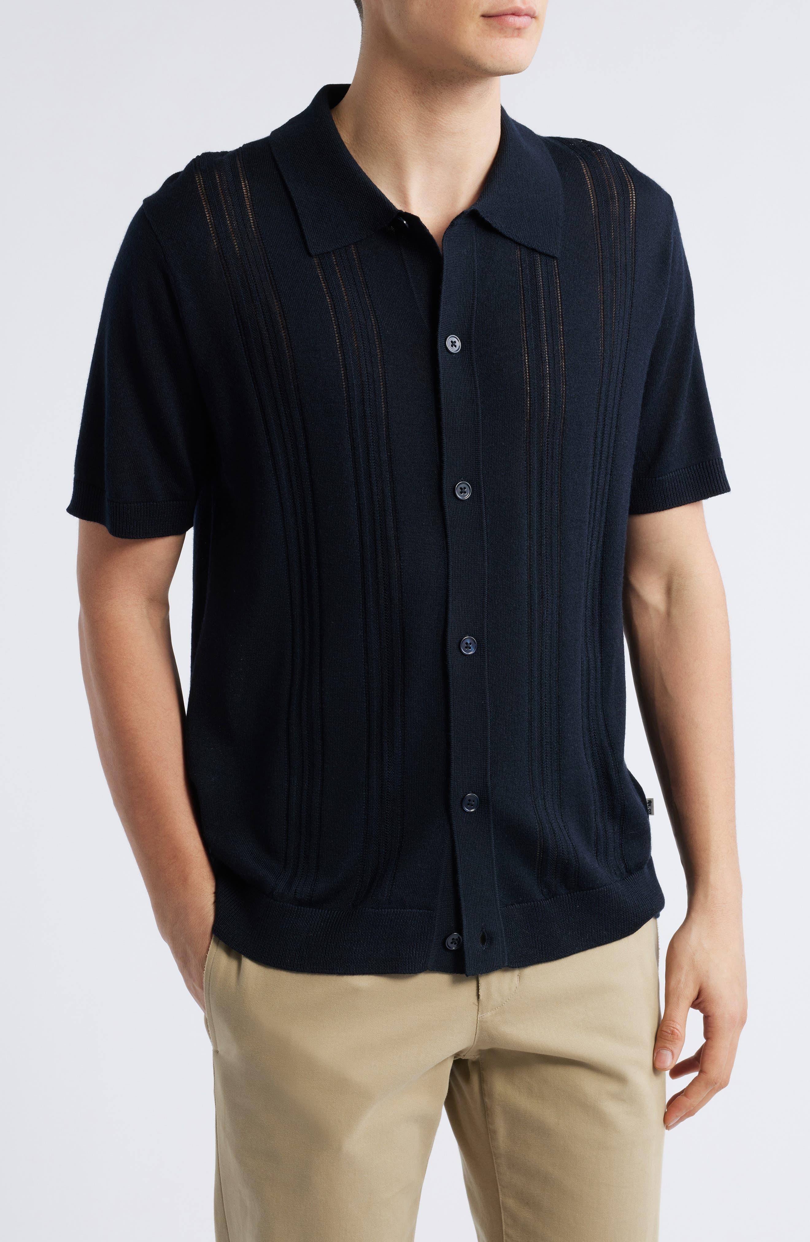 NN07 Thor Short Sleeve Cardigan in Deep Navy at Nordstrom - 1
