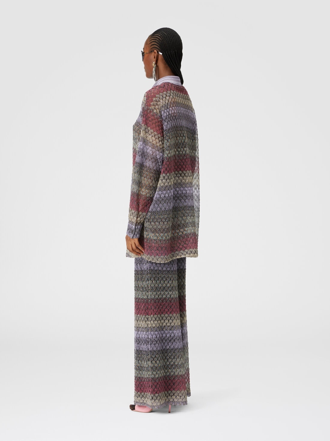Palazzo-pants with lamé lace motif - 3