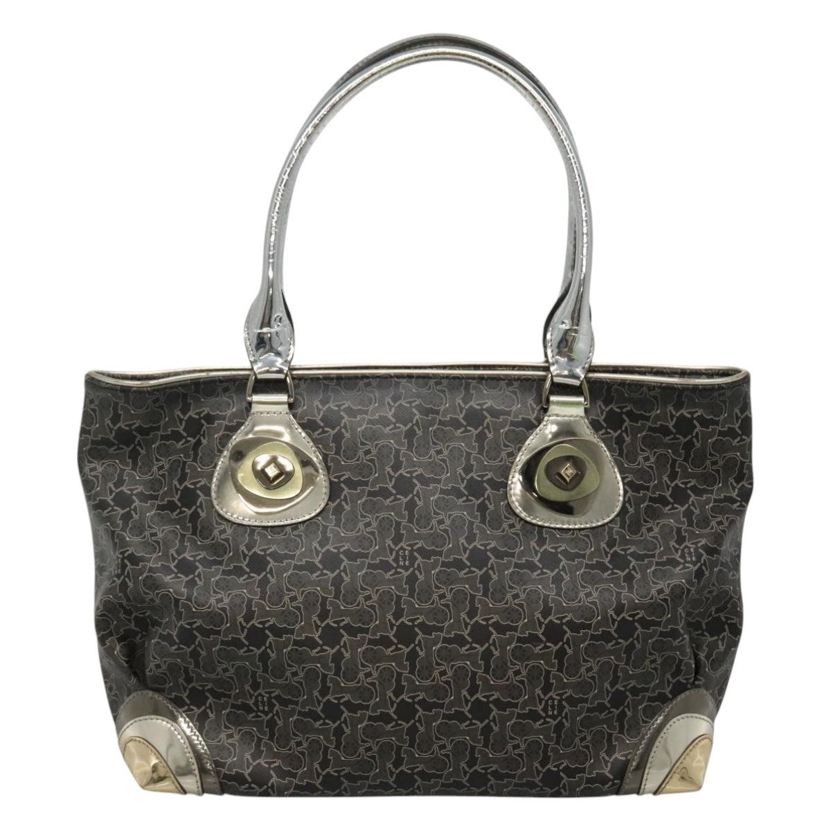 CELINE Horse Carriage Tote Bag Pvc Leather Black Silver - 3