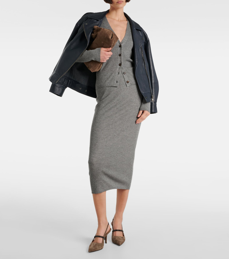 Brunello Cucinelli Ribbed-knit midi skirt outlook