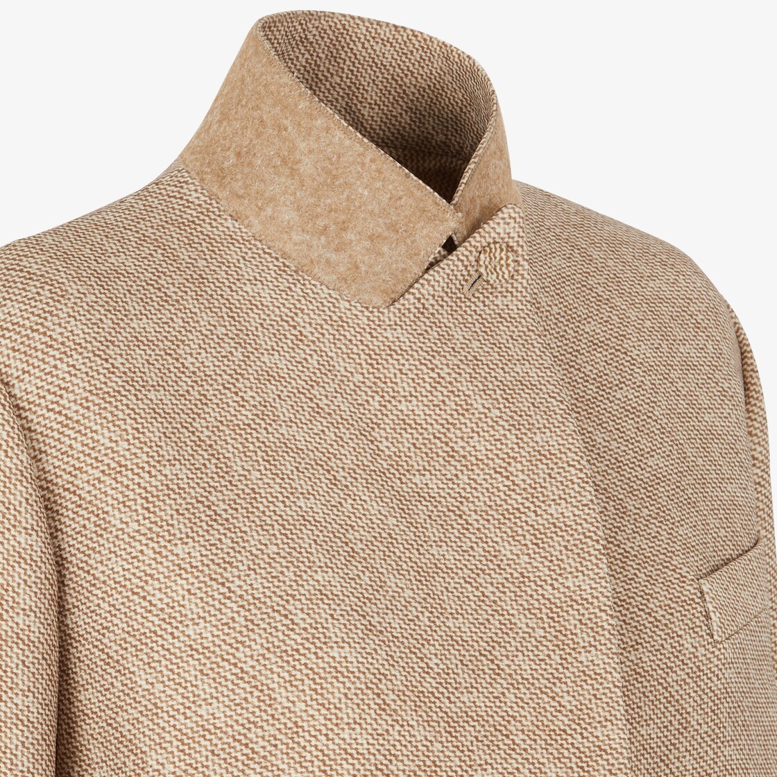 Beige printed wool coat - 3