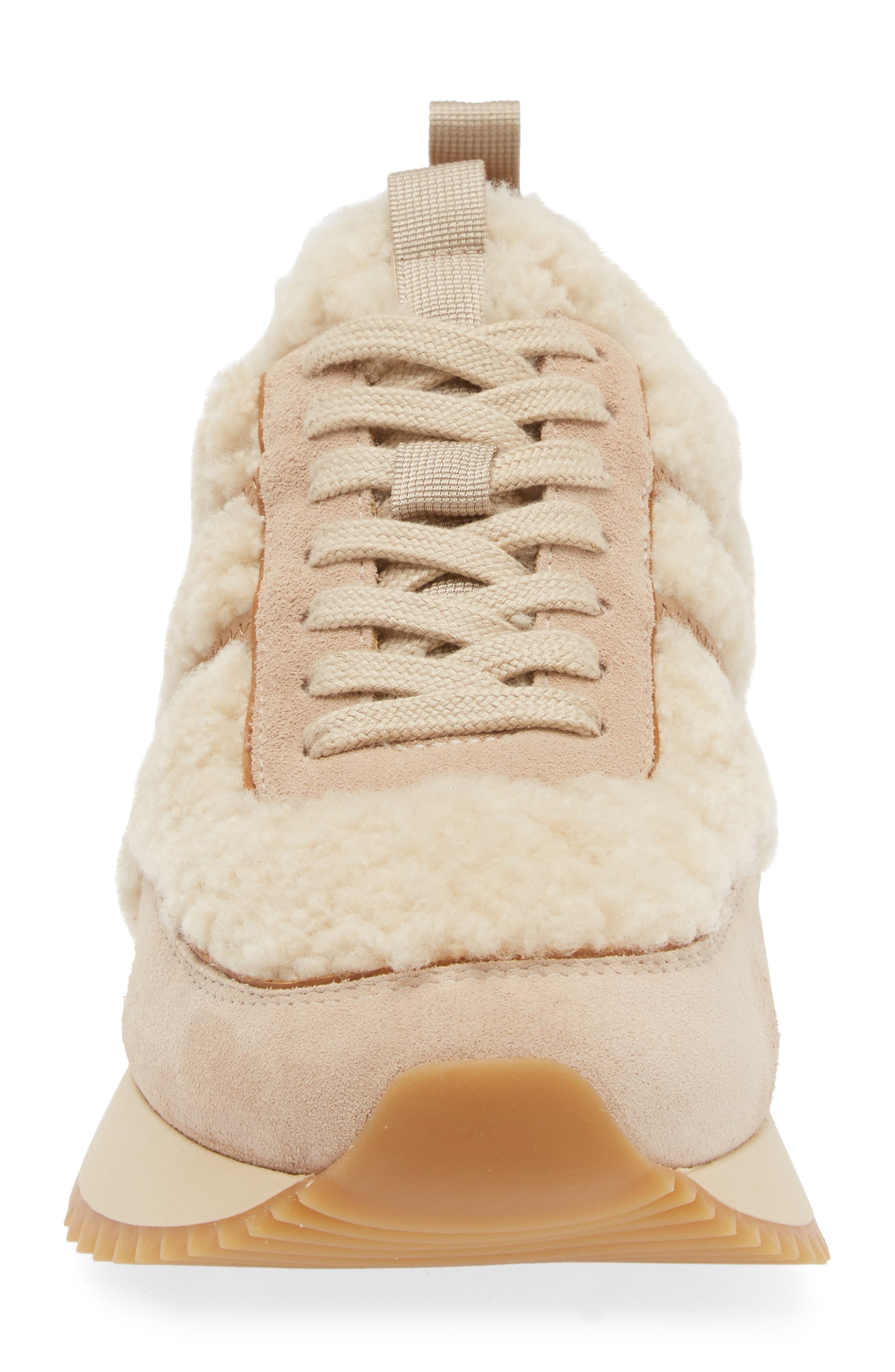Moncler Pacey Genuine Shearling Sneaker in Beige at Nordstrom - 4