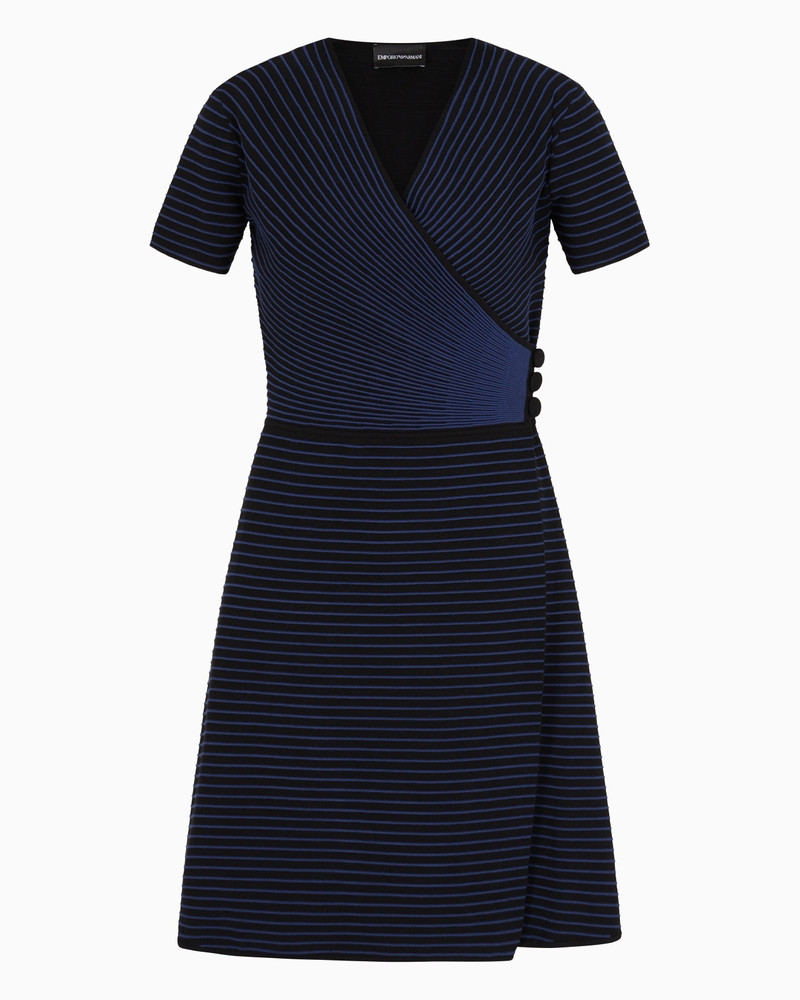 OTTOMAN FABRIC CROSS-OVER NECKLINE DRESS 1