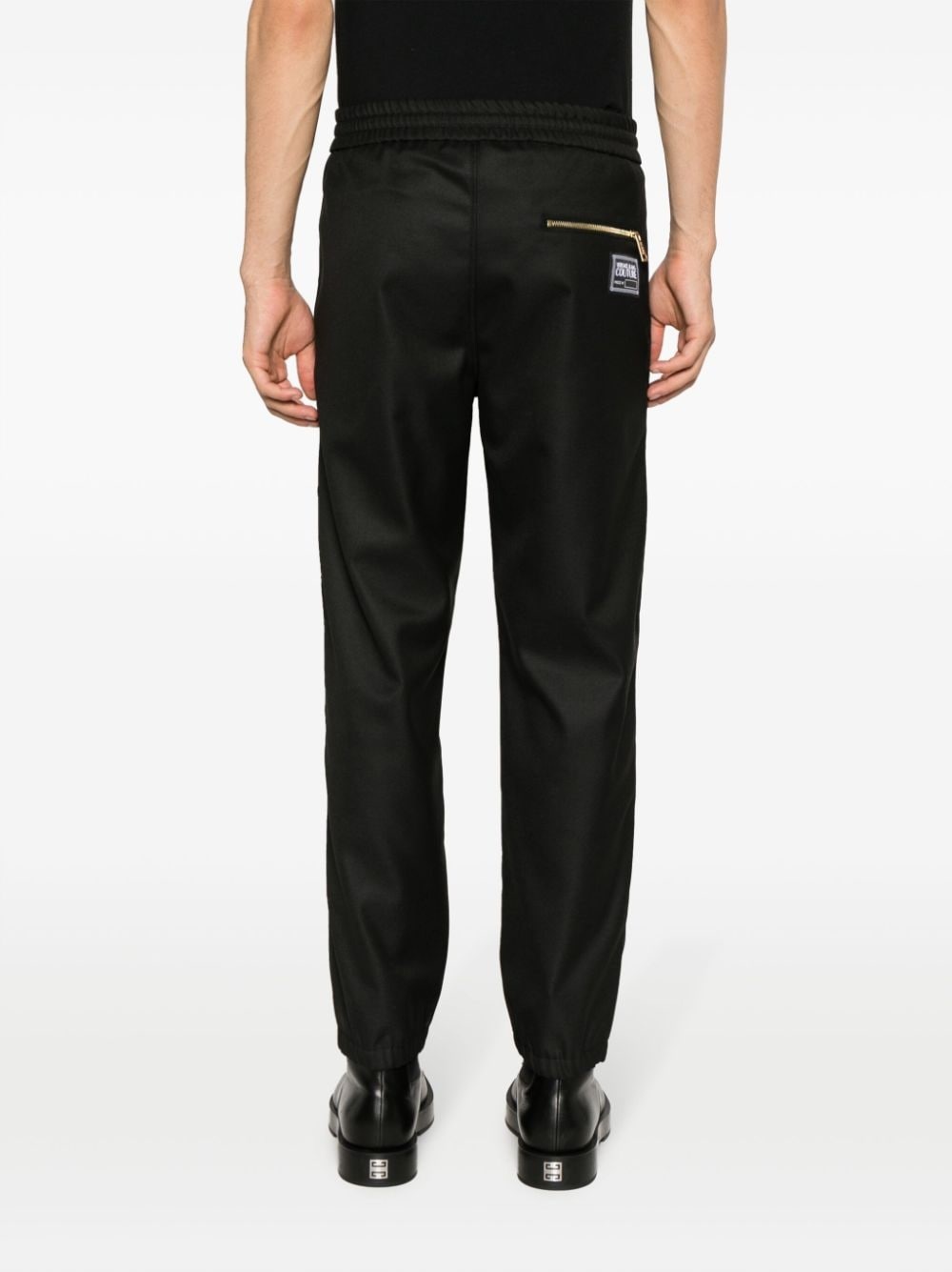 logo-patch drawstring straight-leg trousers - 4
