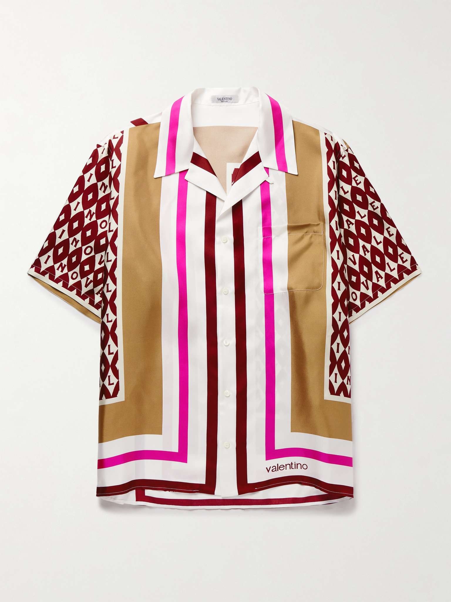 Camp-Collar Printed Silk Shirt - 1