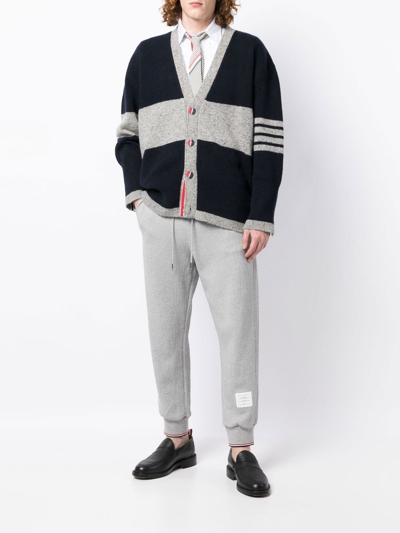 Thom Browne herringbone-pattern logo-patch track pants outlook