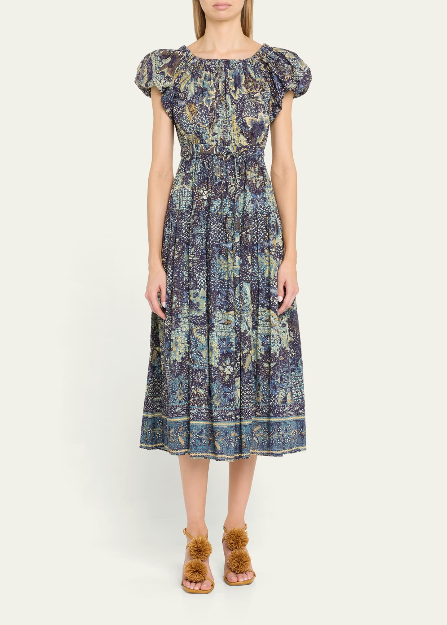 Abigail Puff-Sleeve Midi Dress - 2