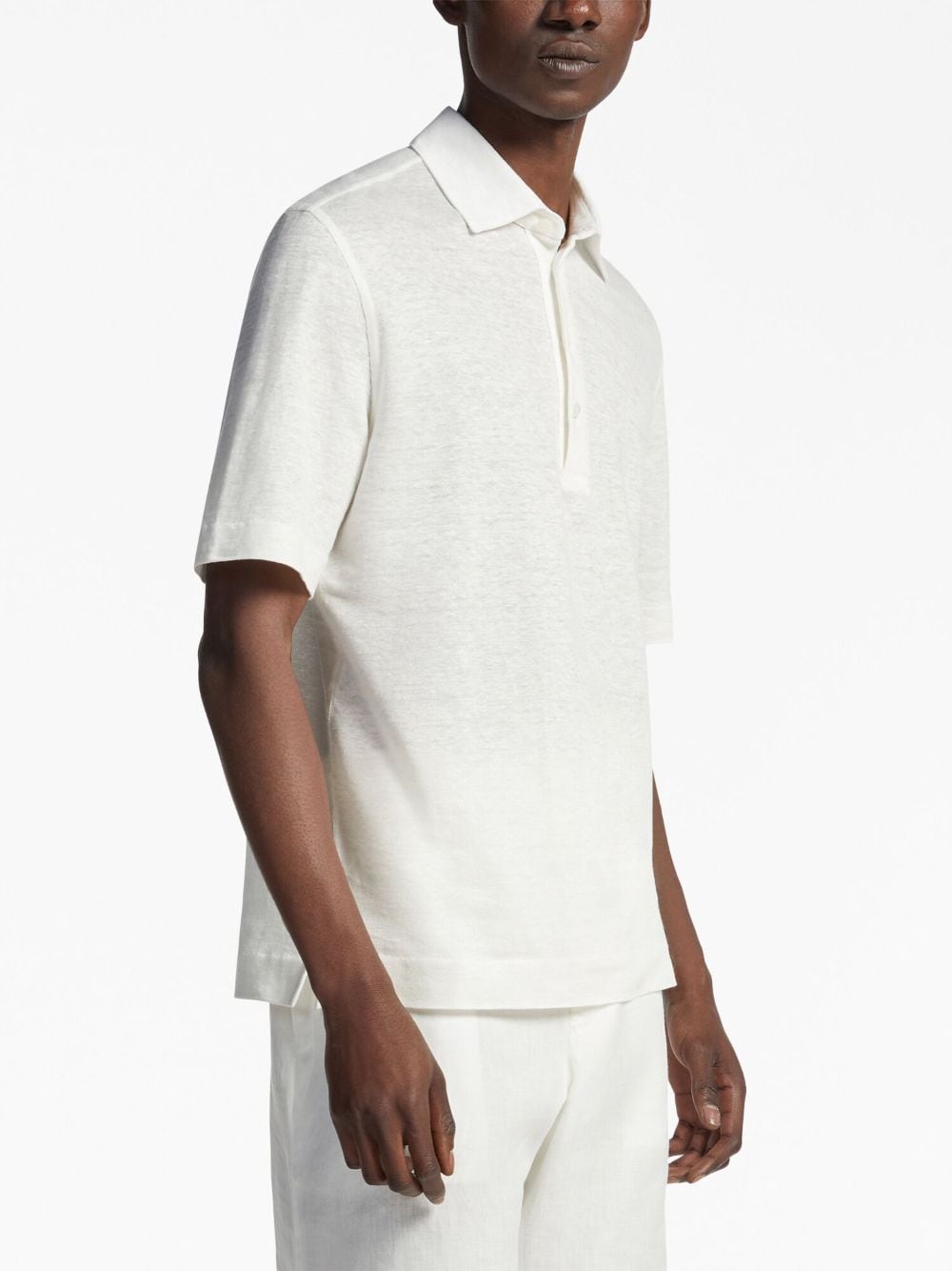 short-sleeve linen polo shirt - 3