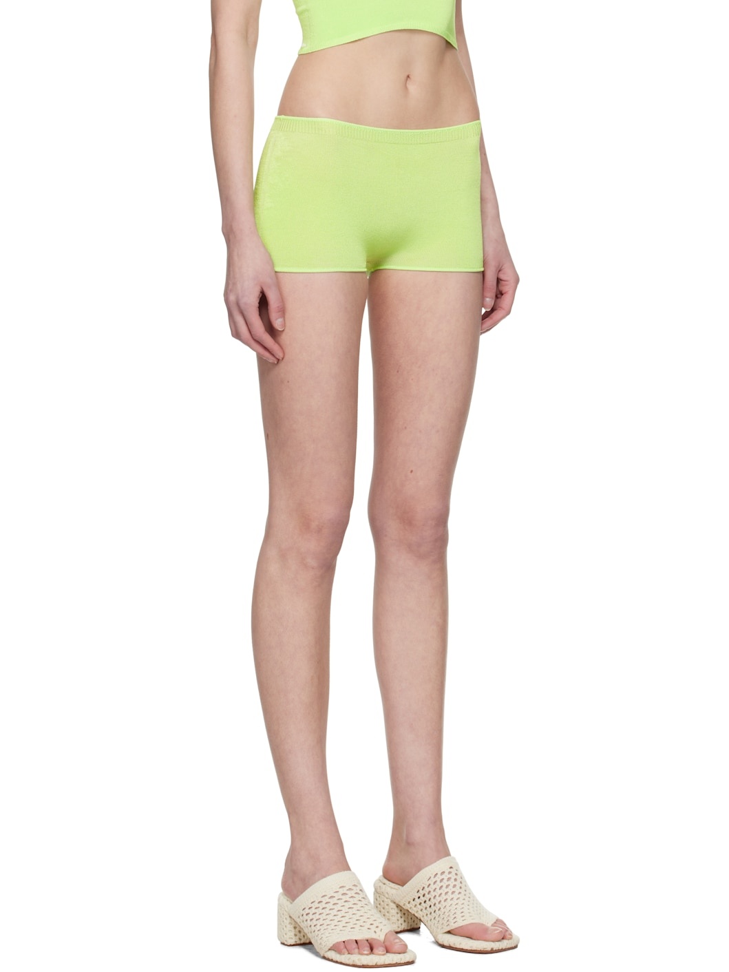 Green Knitted Malley Shorts - 2