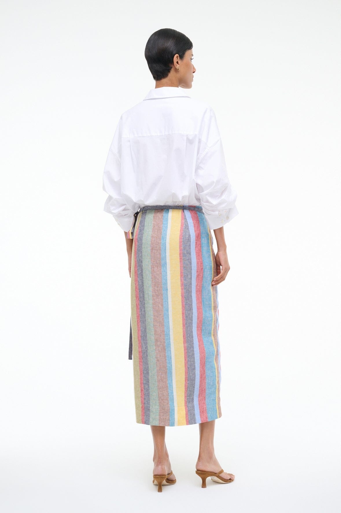 STAUD KAITLIN LINEN SKIRT MARKET STRIPE - 4