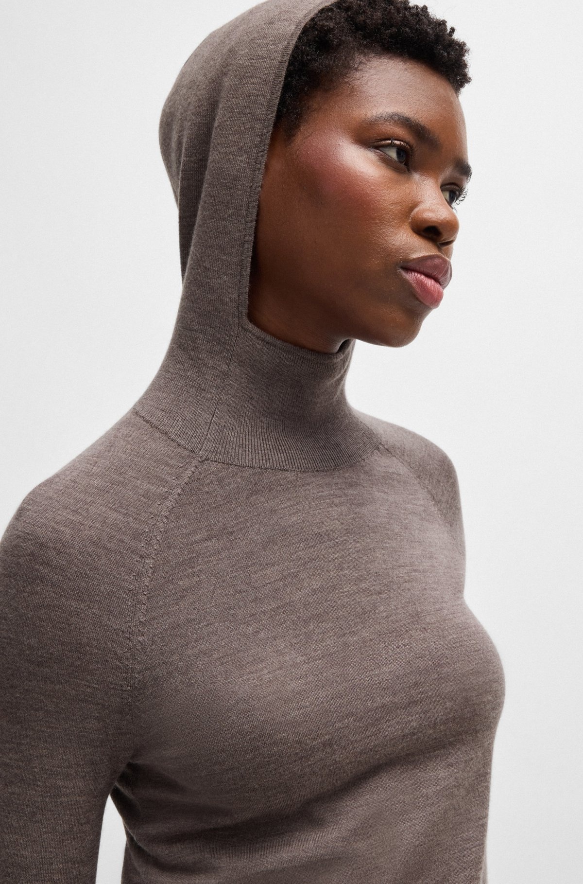 NAOMI X BOSS KNITTED HOODIE IN LIGHTWEIGHT MERINO WOOL - 5