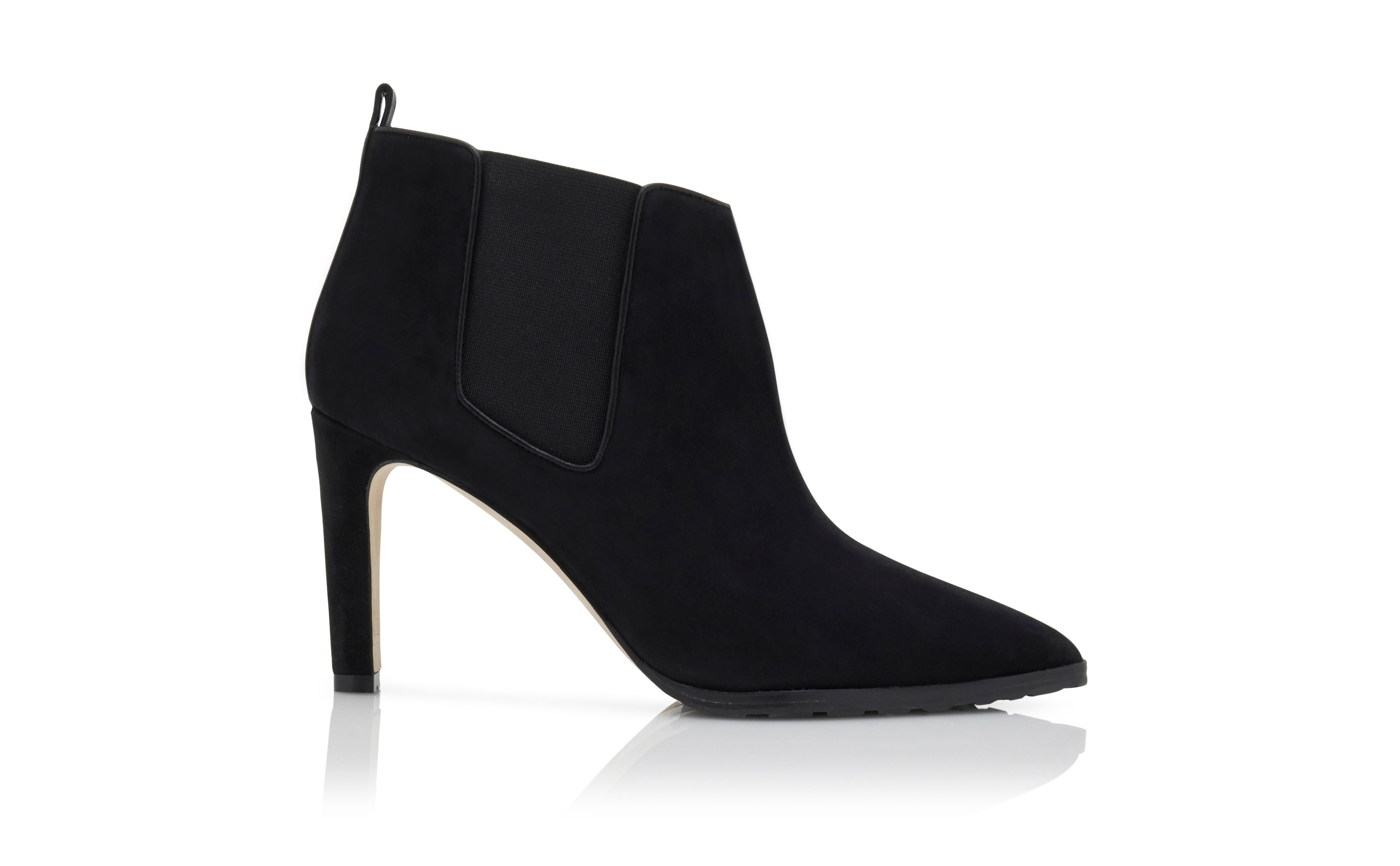 Black Kid Suede Heeled Chelsea Boots - 1