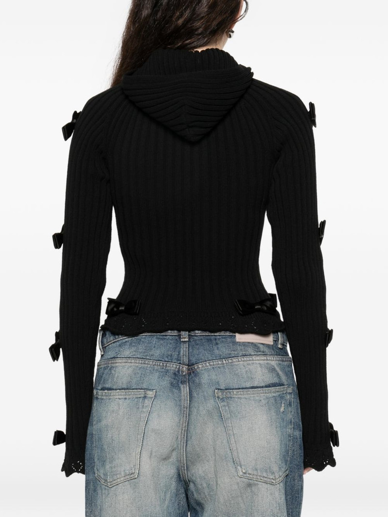 bow-embellished zip-up cardigan 4
