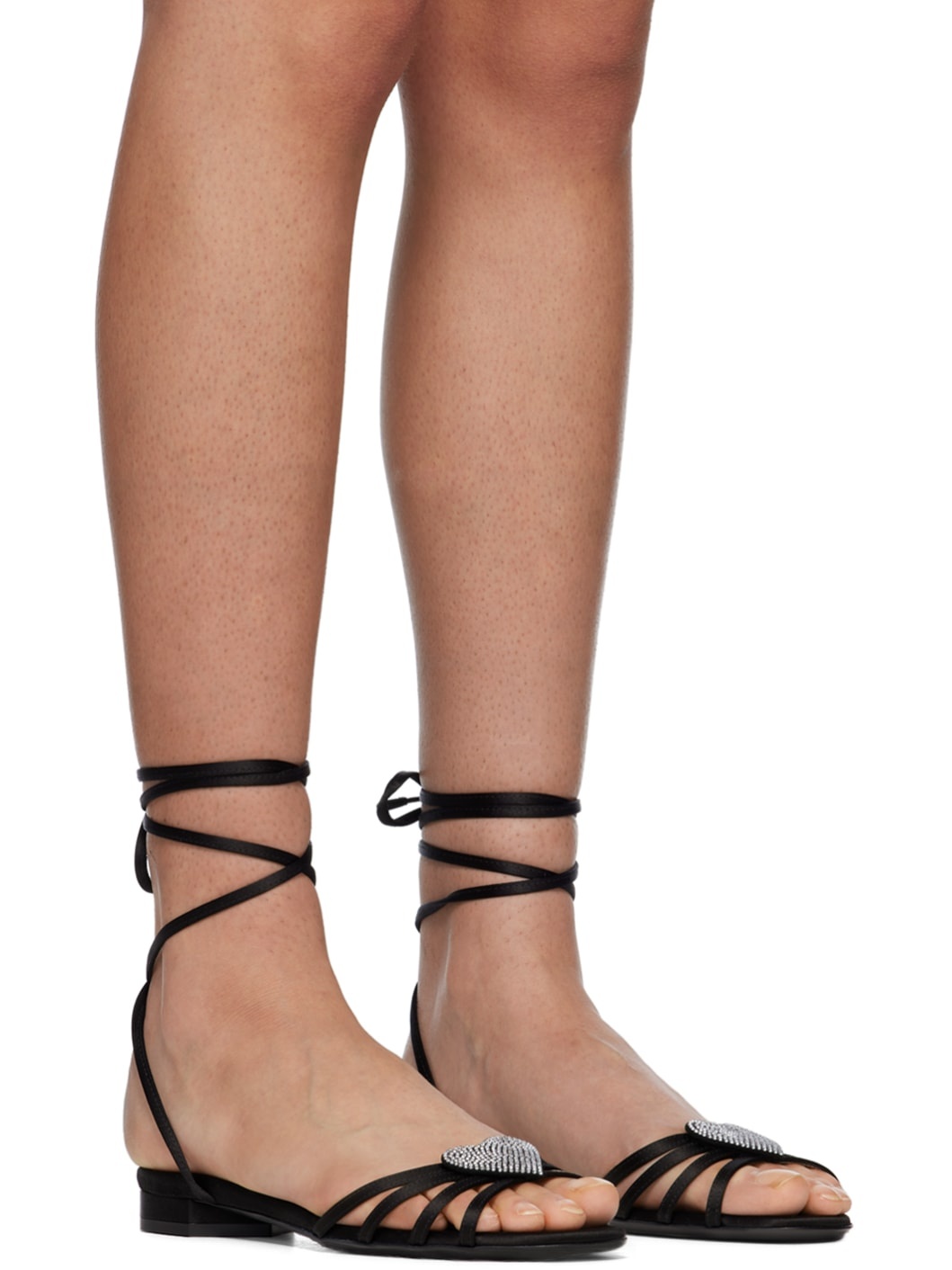 Black Kaia Flat Sandals - 4