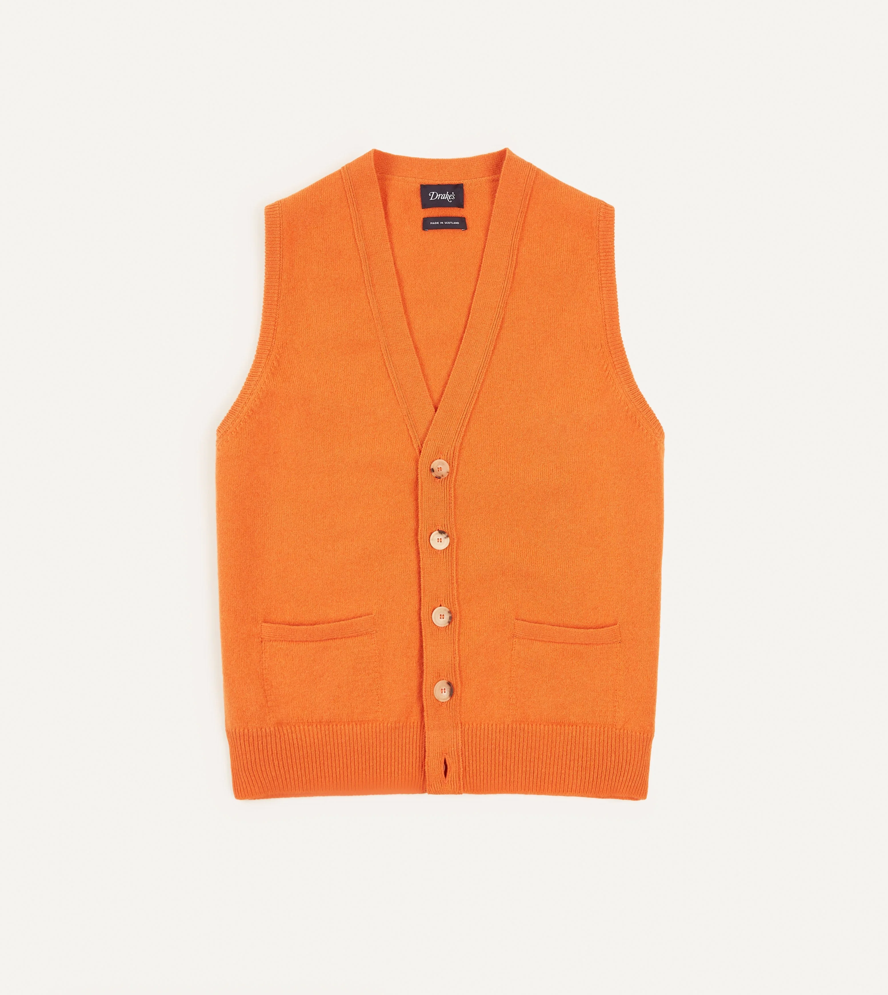 Orange Lambswool Sleeveless Cardigan - 1