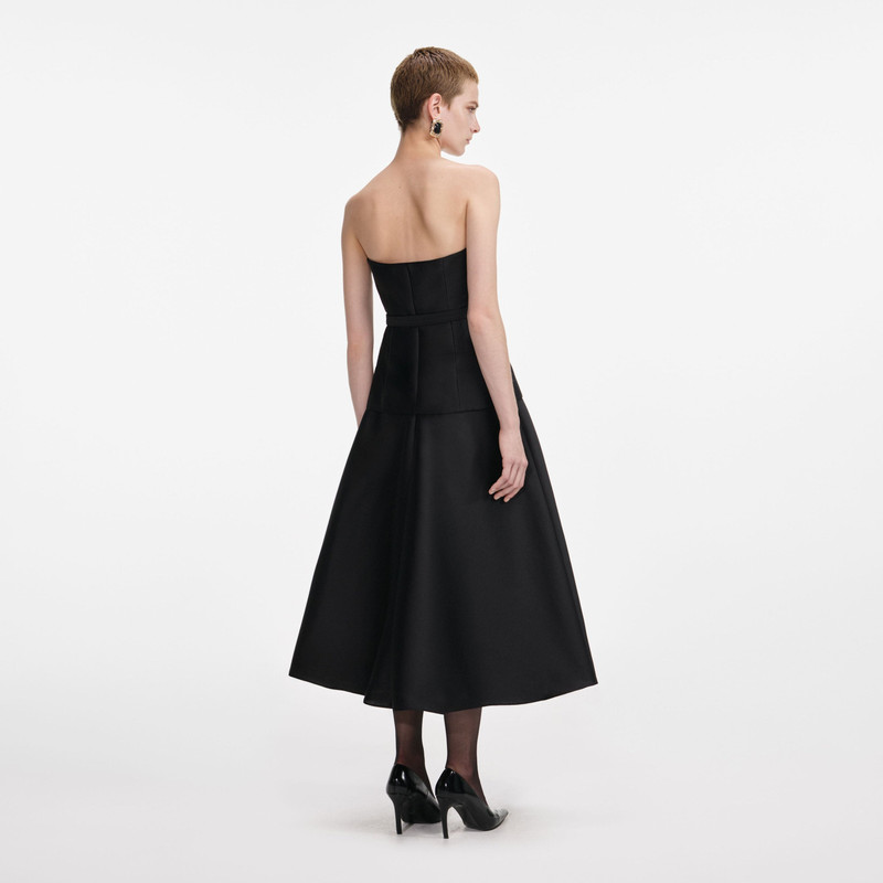 self-portrait Black Taffeta Bandeau Midi Dress outlook