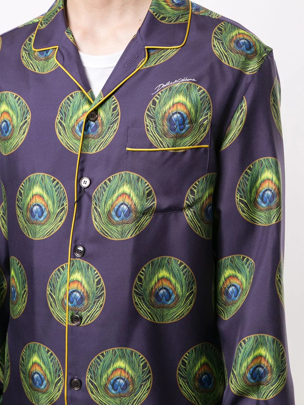 peacock print pyjama shirt - 5