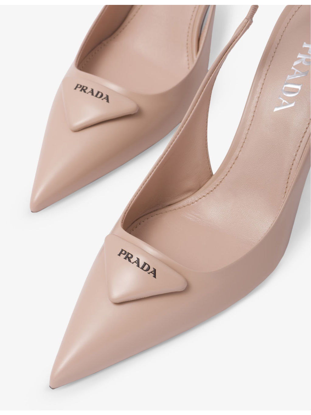 Logo-plaque slingback heeled leather pumps - 6