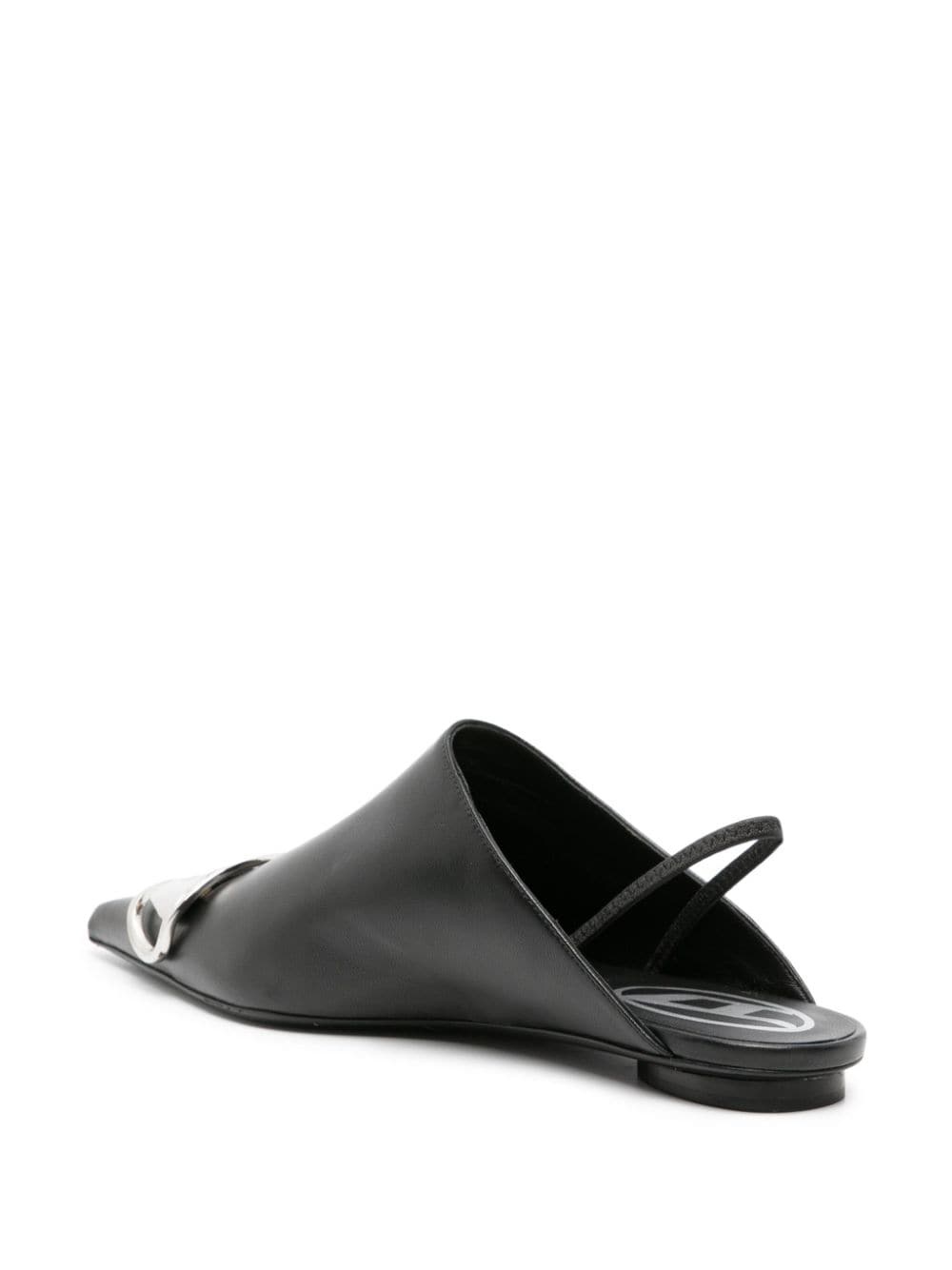 logo-plaque leather mules - 3