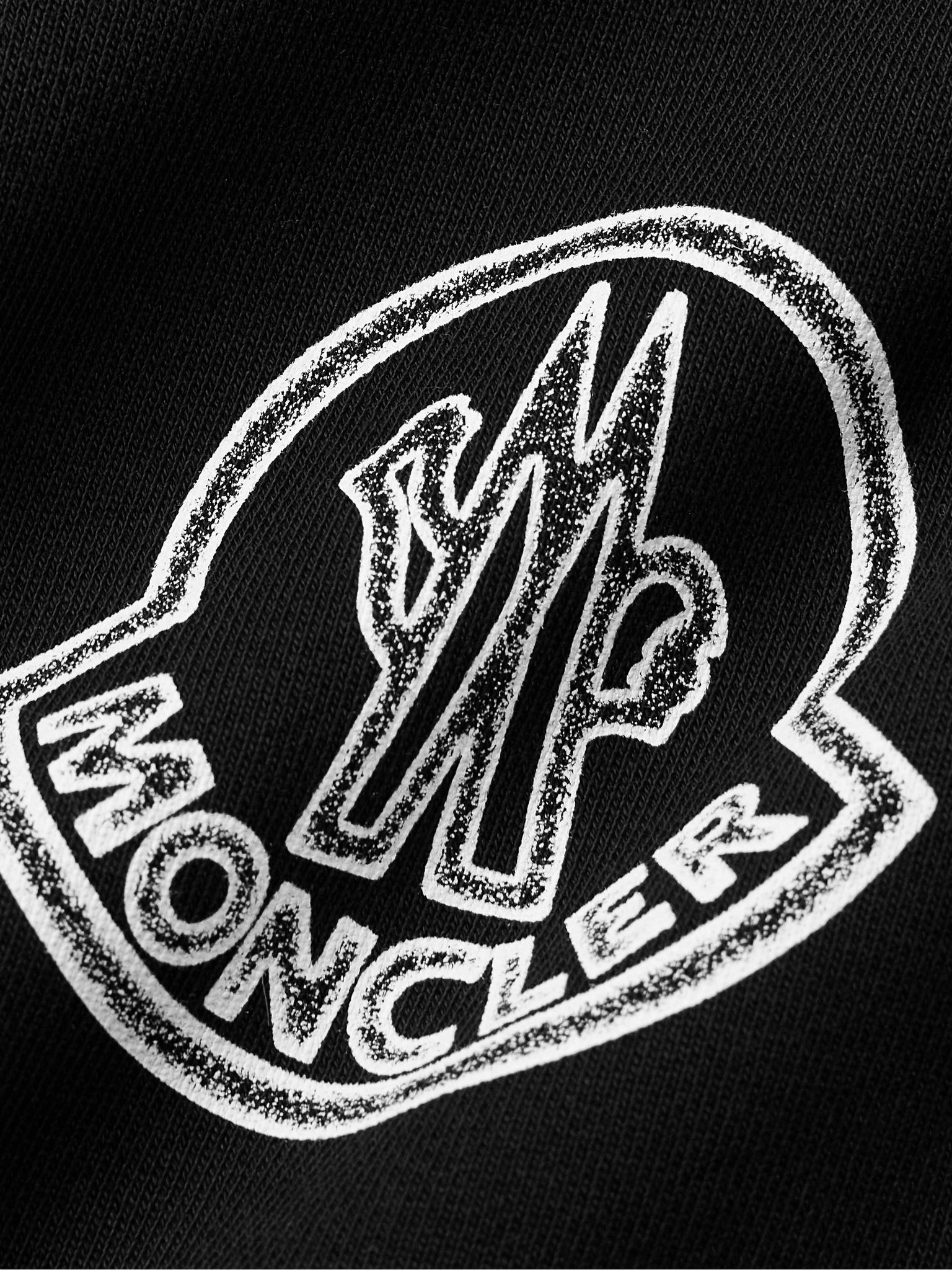 Logo-Print Appliquéd Cotton-Jersey Sweatshirt Black - 5