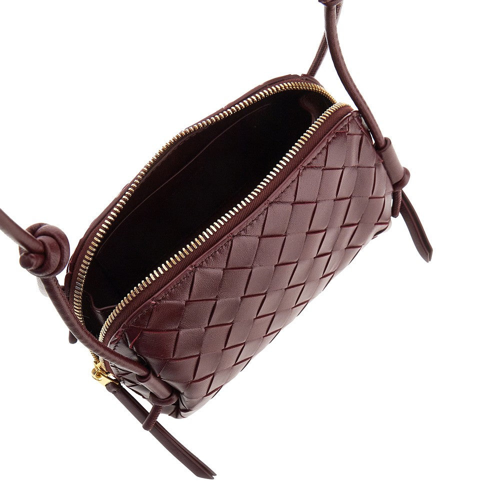 INTRECCIATO LEATHER POUCH ON STRAP - 3